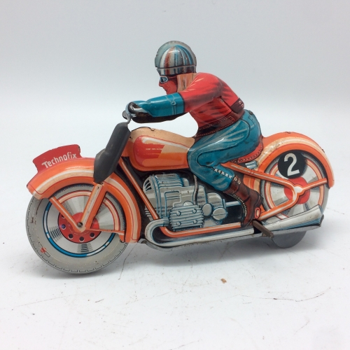 Ancien jouet moto mécanique Fabrication Technofix