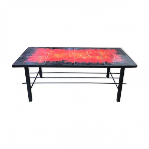 Très belle Table sur plaque de lave émaillée