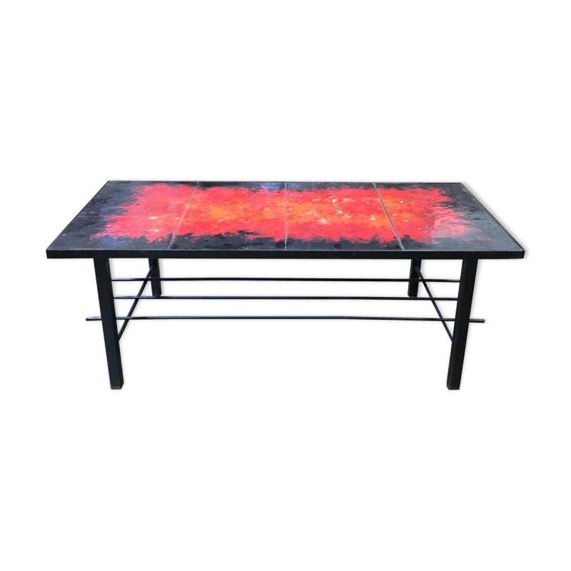 Très belle Table sur plaque de lave émaillée